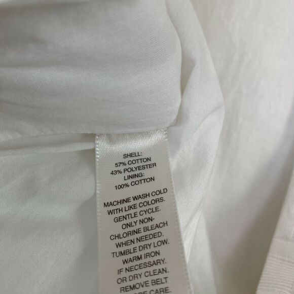 WHBM Geo Textured Tulip-Skirt Dress White Fit & Flare Pleated Pockets Womens 2 - Picture 8 of 8